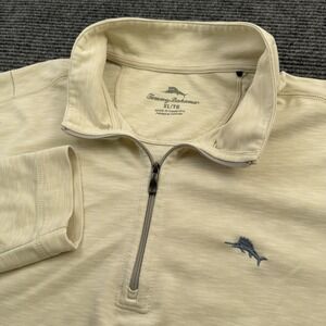 Tommy Bahama‎ 1/4 Zip Pullover Sweater Men's Size XL Hazy Beige Tencel Blend